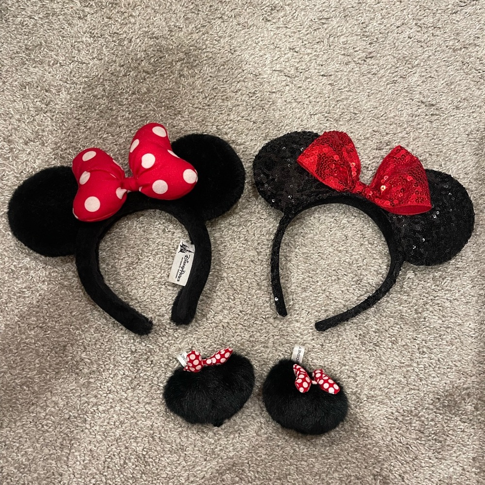 Disney Minnie Mouse Ears Headband Bundle – 3 Piece Set